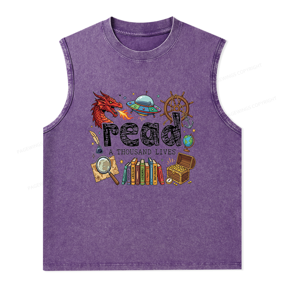 Pagewings Read A Thousand Lives Unisex Washed Tank Top