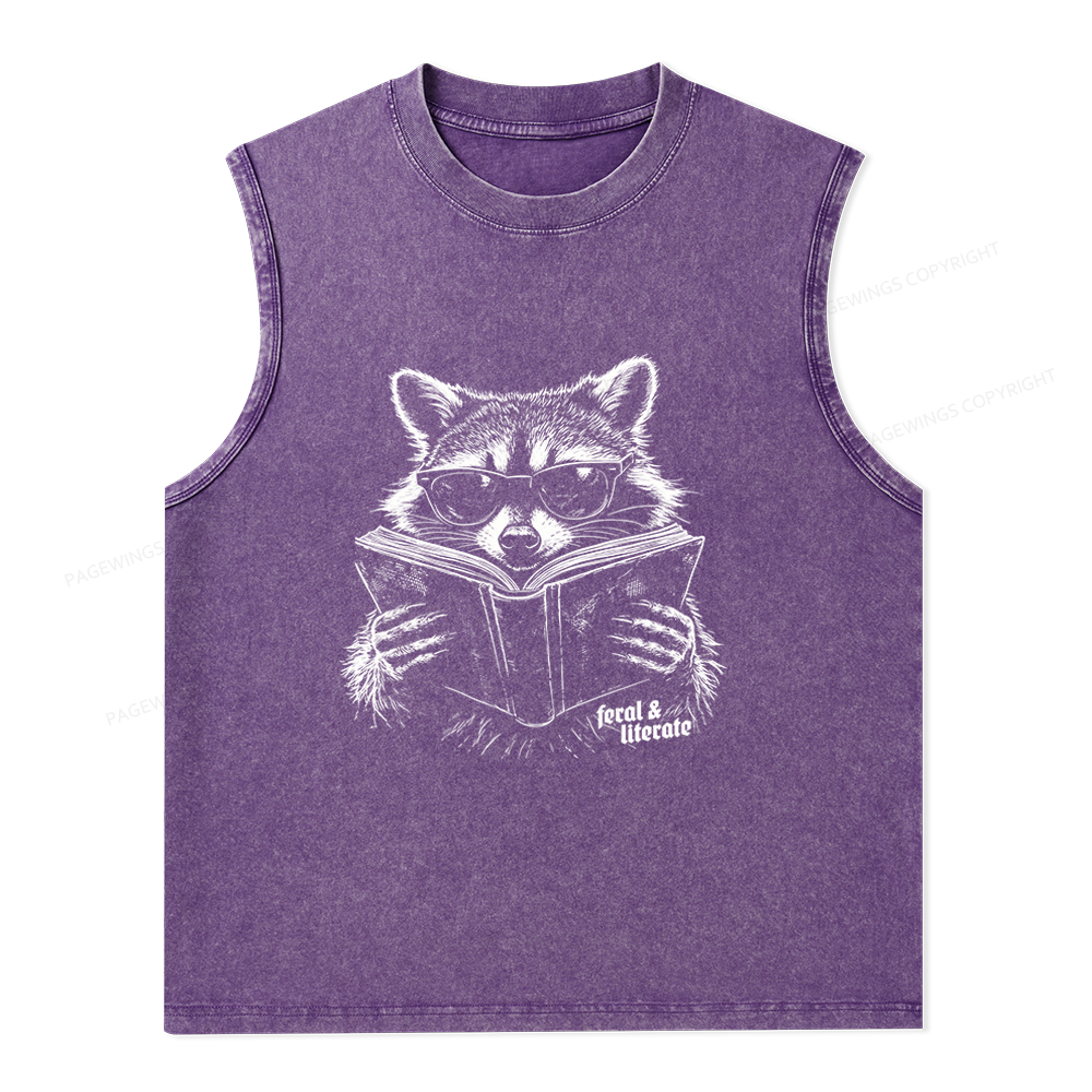 Pagewings Funny Raccoon Unisex Washed Tank Top