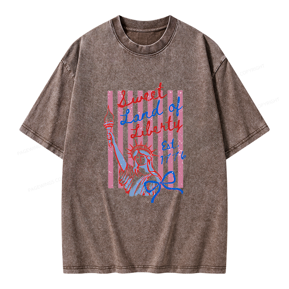Pagewings Sweet Land of Liberty Unisex Washed T-shirt