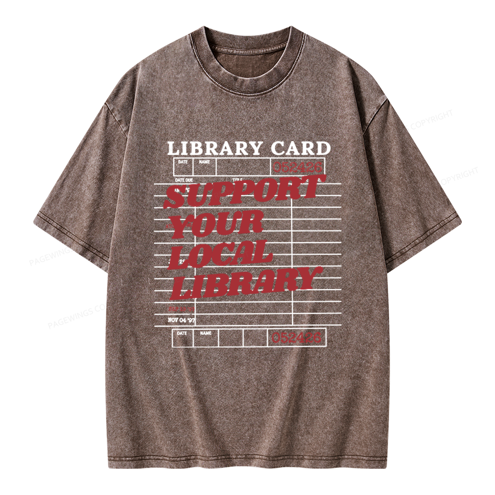 Pagewings Support your Local Library Unisex Washed T-shirt