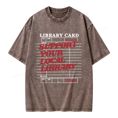 Pagewings Support your Local Library Unisex Washed T-shirt
