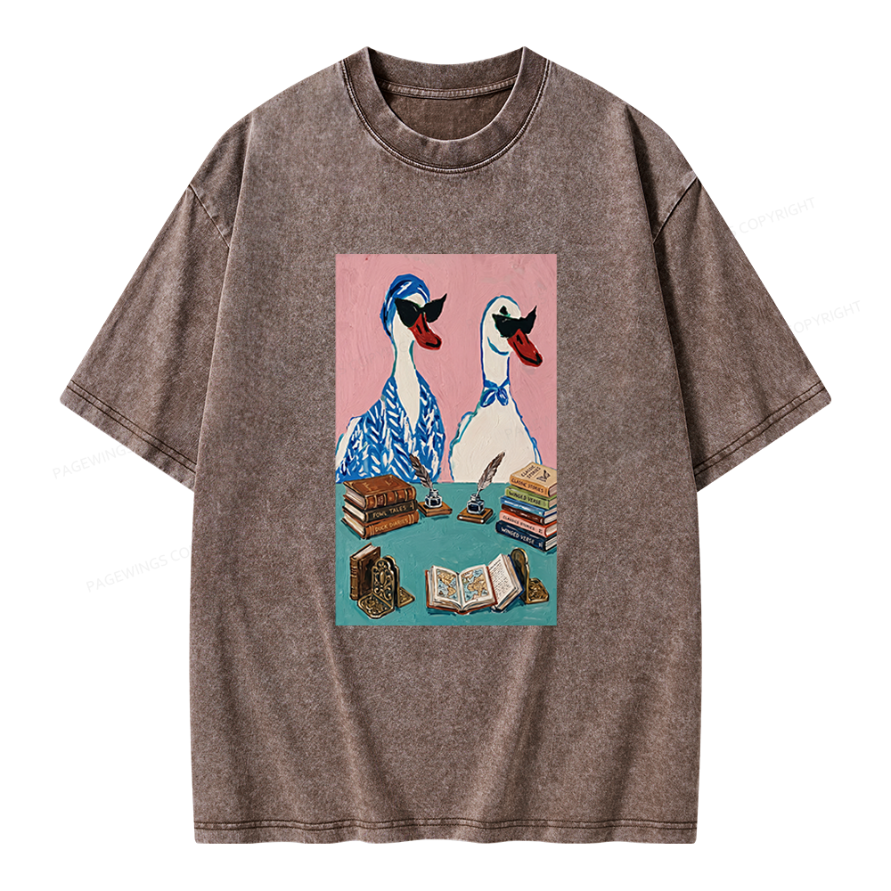 Pagewings Duck Book Club Unisex Washed T-shirt