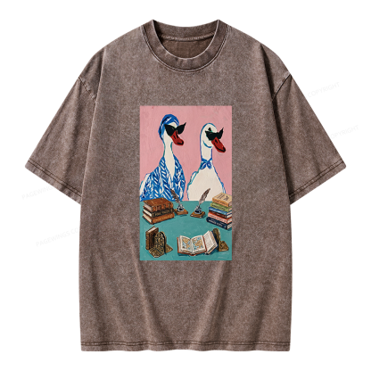 Pagewings Duck Book Club Unisex Washed T-shirt