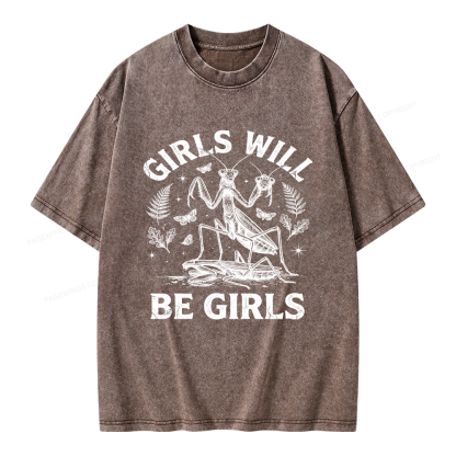 Pagewings Girls Will Be Girls Unisex Washed T-shirt
