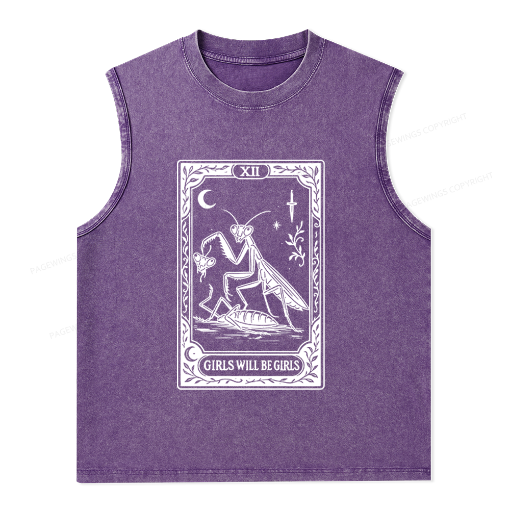 Pagewings Girls Will Be Girls Unisex Washed Tank Top