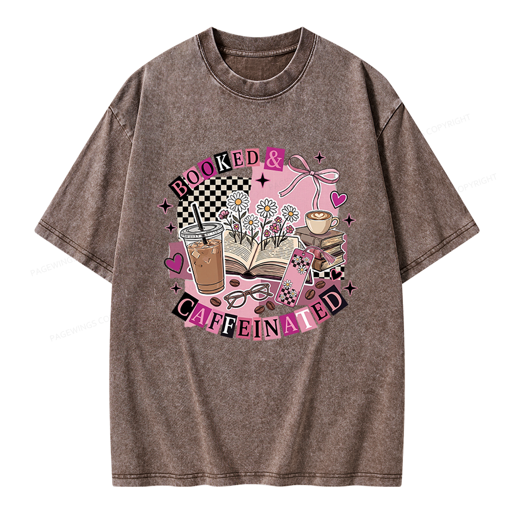Pagewings Bookish Coffee Lover Unisex Washed T-shirt