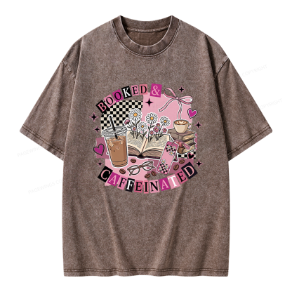 Pagewings Bookish Coffee Lover Unisex Washed T-shirt