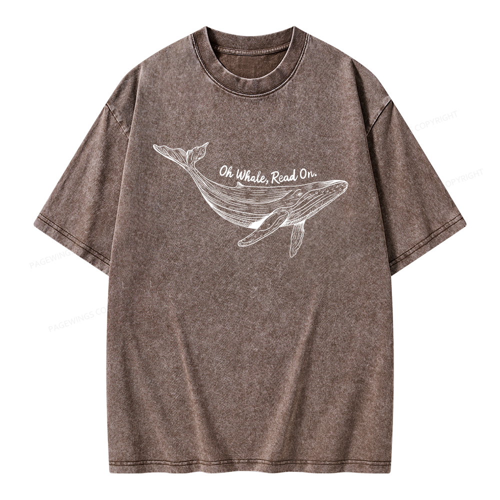 Pagewings Oh Whale Read On Unisex Washed T-shirt