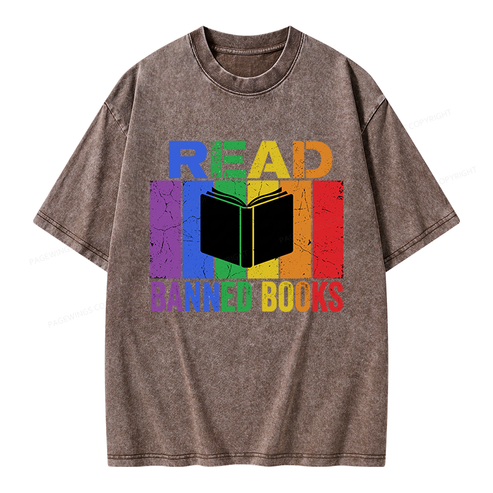 Pagewings Read Banned Books Unisex Washed T-shirt