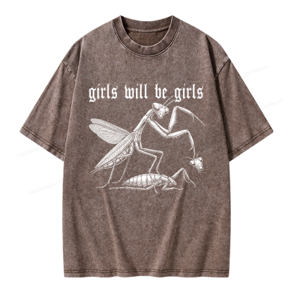 Pagewings Girls Will Be Girls Unisex Washed T-shirt