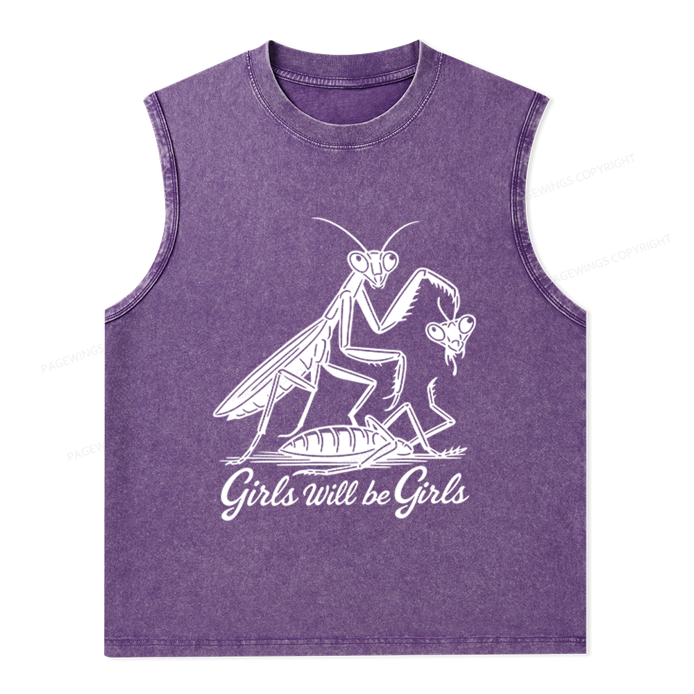 Pagewings Girls Will Be Girls Unisex Washed Tank Top