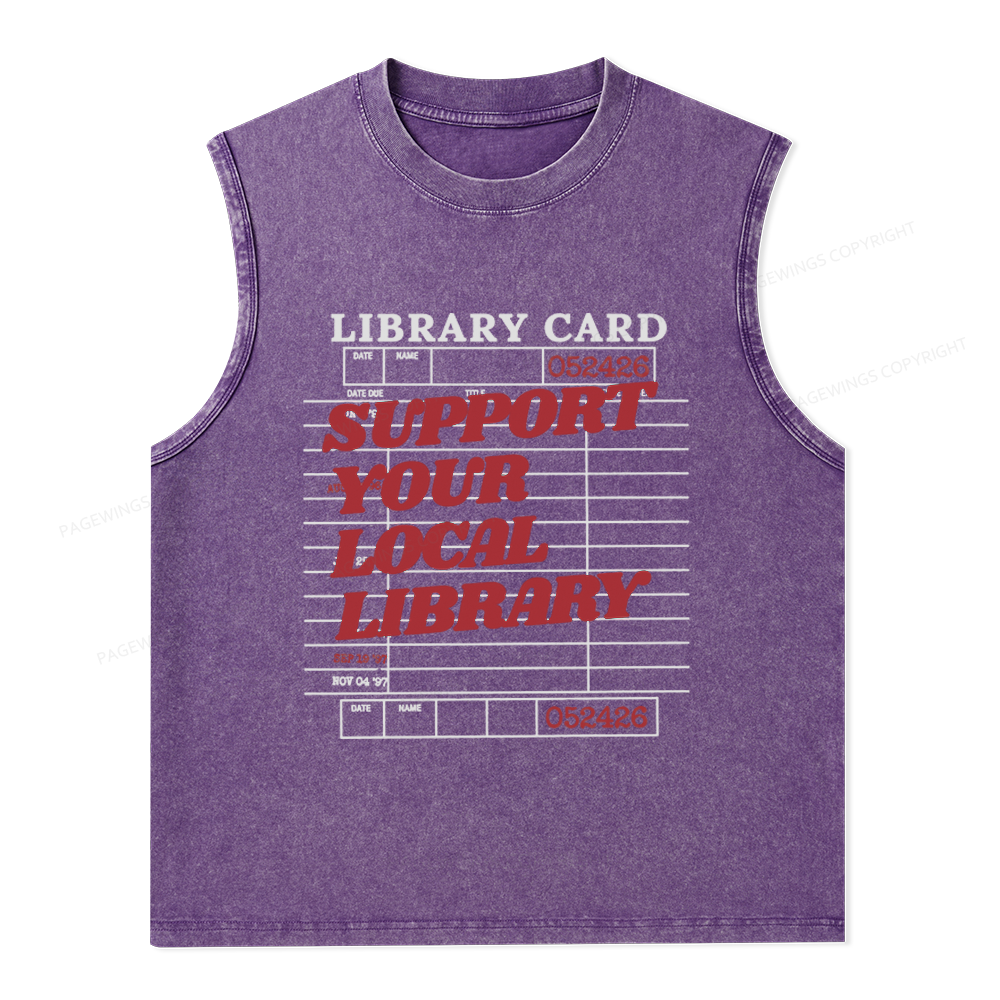 Pagewings Support your Local Library Unisex Washed Tank Top