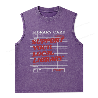 Pagewings Support your Local Library Unisex Washed Tank Top