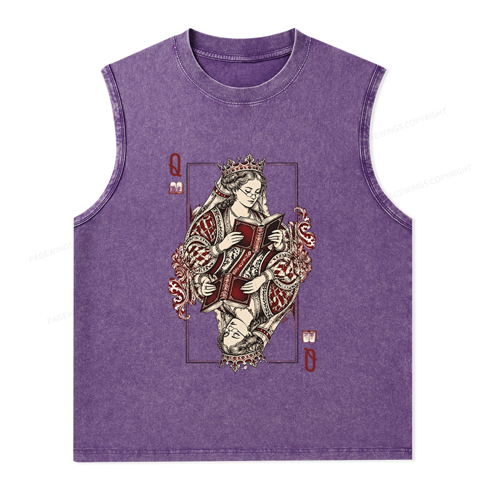 Pagewings Queen of Books Unisex Washed Tank Top