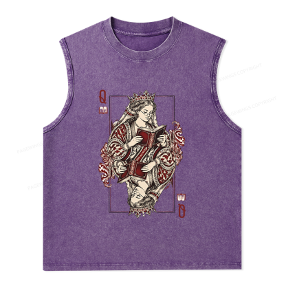 Pagewings Queen of Books Unisex Washed Tank Top