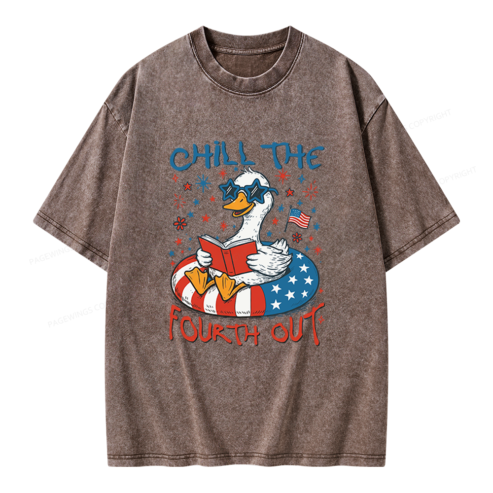 Pagewings Funny Patriotic Goose Unisex Washed T-shirt