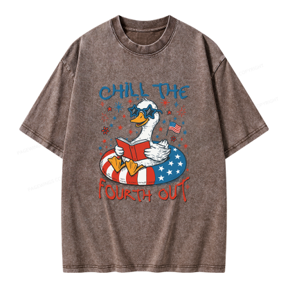 Pagewings Funny Patriotic Goose Unisex Washed T-shirt