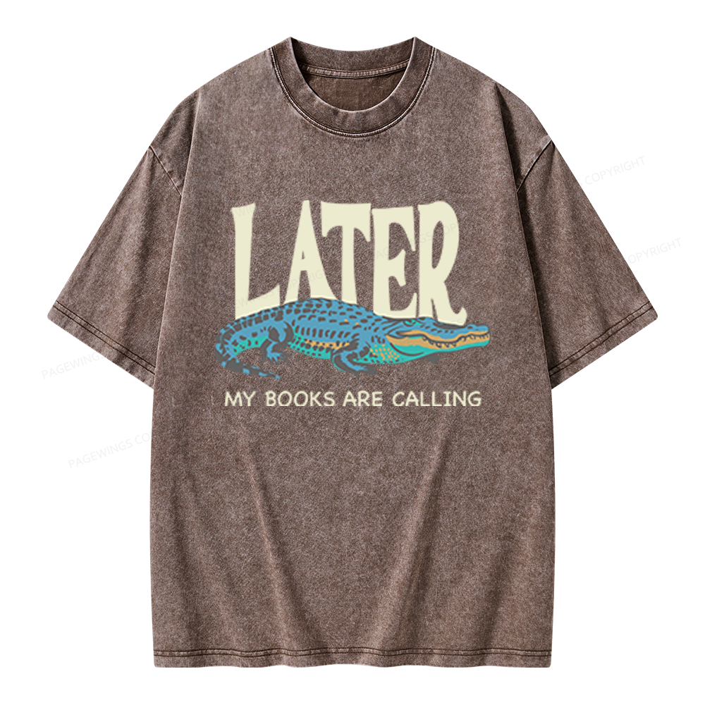 Pagewings My Books Are Calling Unisex Washed T-shirt