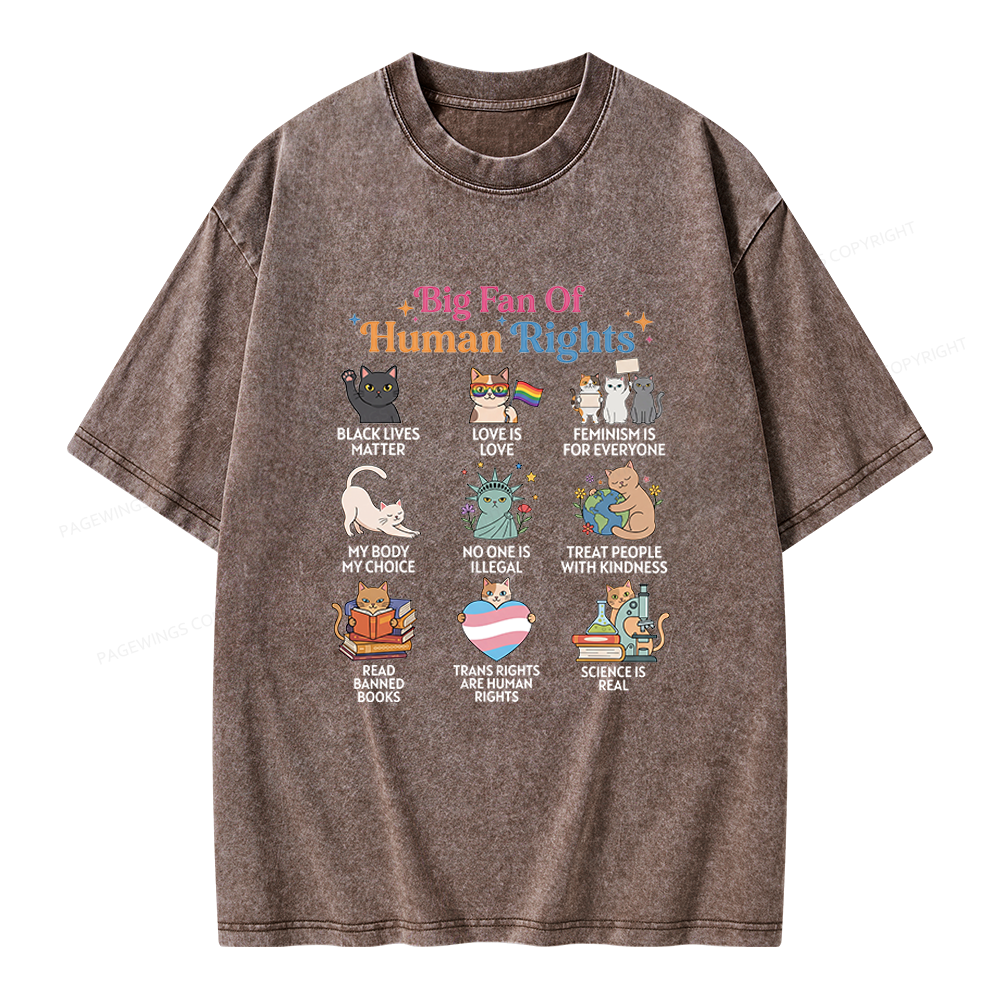Pagewings Big Fan Of Human Rights Unisex Washed T-shirt