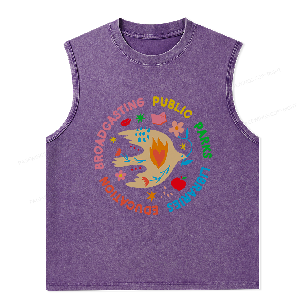 Pagewings Public Parks Libraries Unisex Washed Tank Top