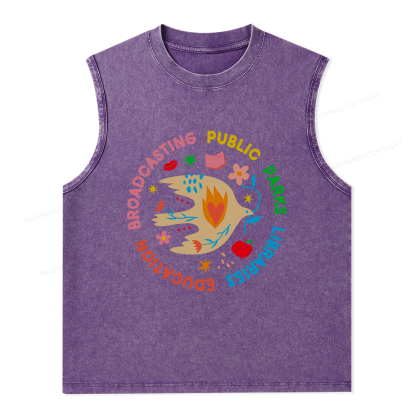 Pagewings Public Parks Libraries Unisex Washed Tank Top
