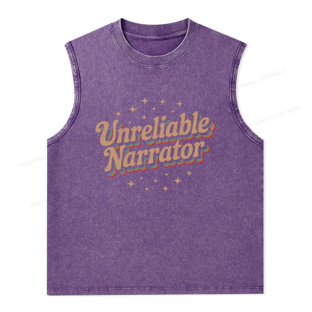 Pagewings Unreliable Narrator Unisex Washed Tank Top