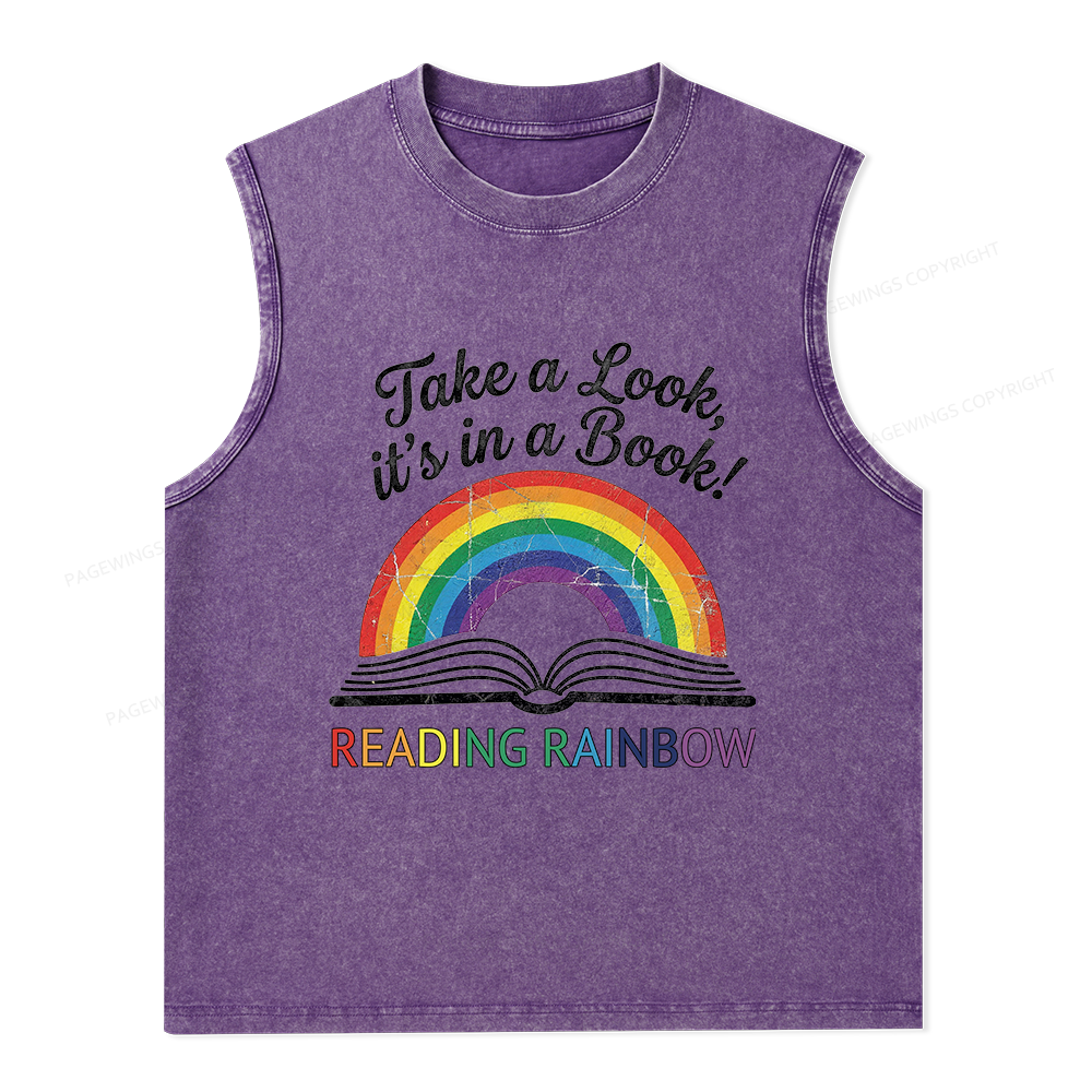Pagewings Take A Look It's In A Book Unisex Washed Tank Top