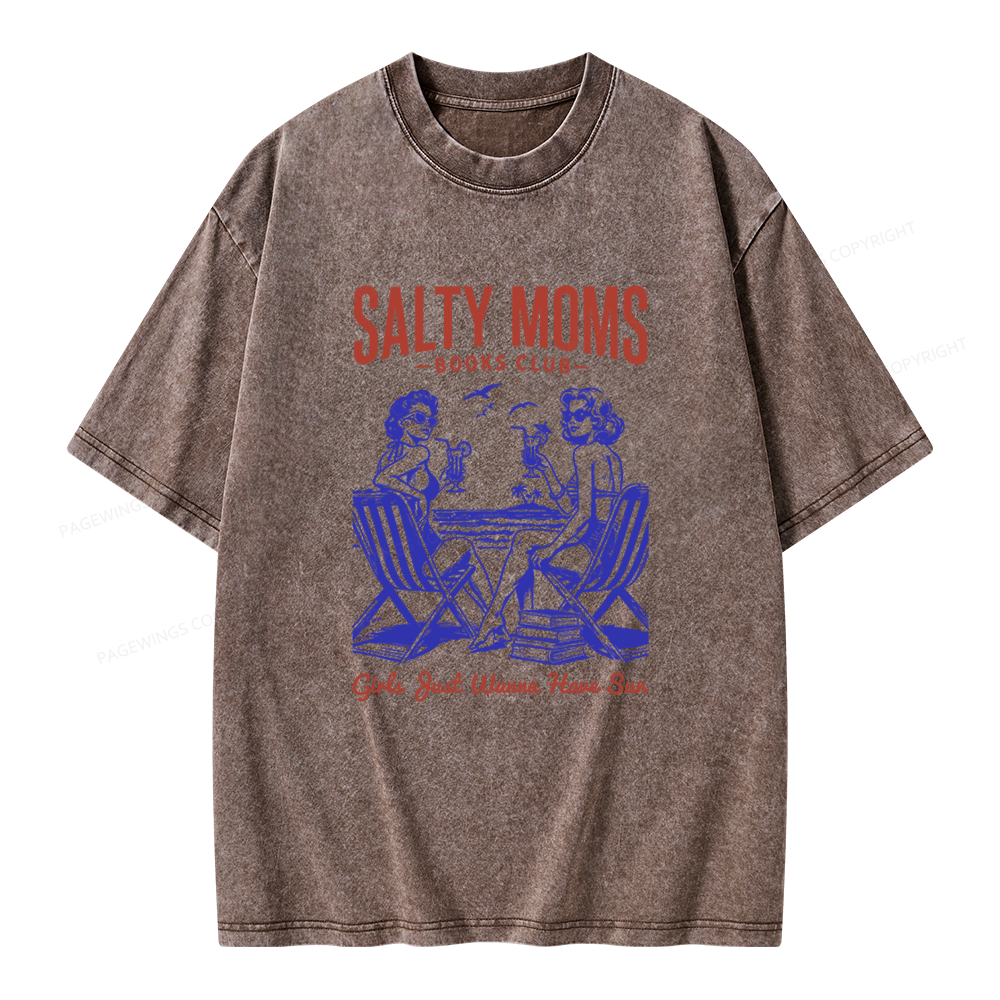 Pagewings Salty Moms Books Club Unisex Washed T-shirt