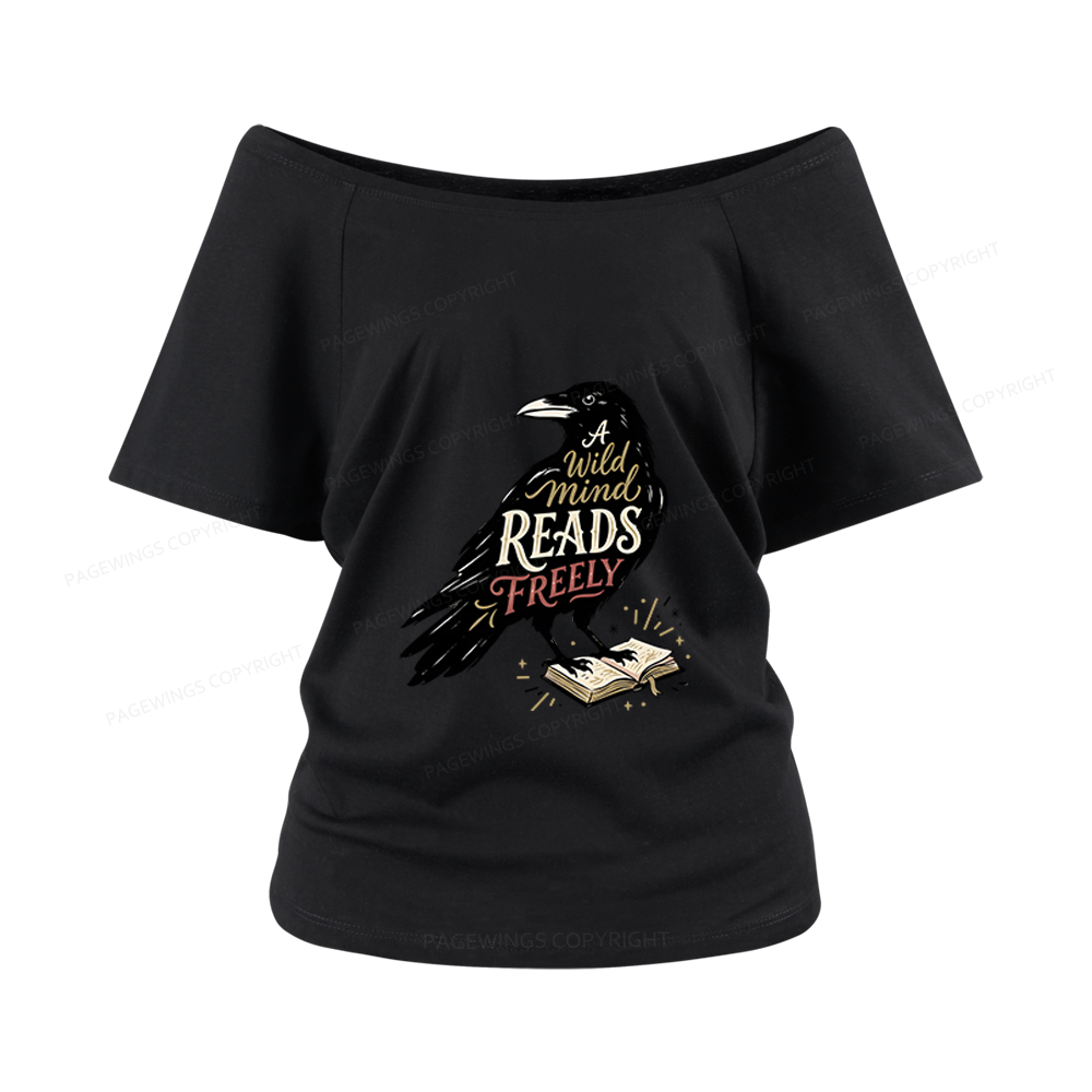 Pagewings A Wild Mind Reads Freely Women Off Shoulder T-shirts