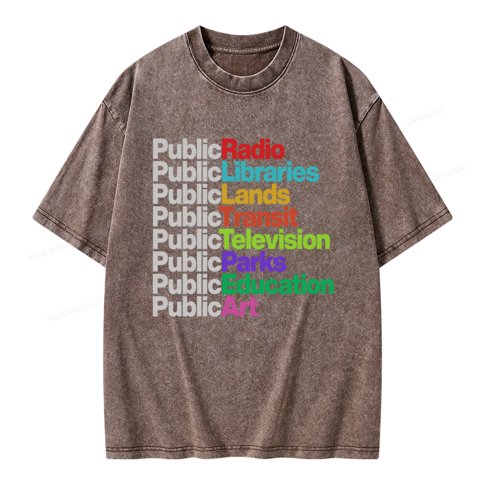 Pagewings Public Libraries Unisex Washed T-shirt