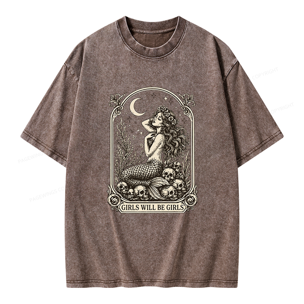 Pagewings Girls Will Be Girls Unisex Washed T-shirt