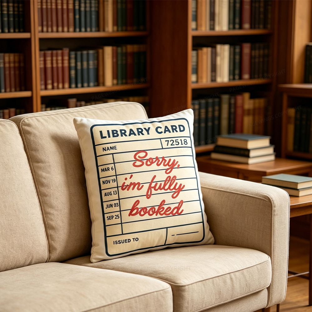 Pagewings Library Card Shaped Throw Pillow