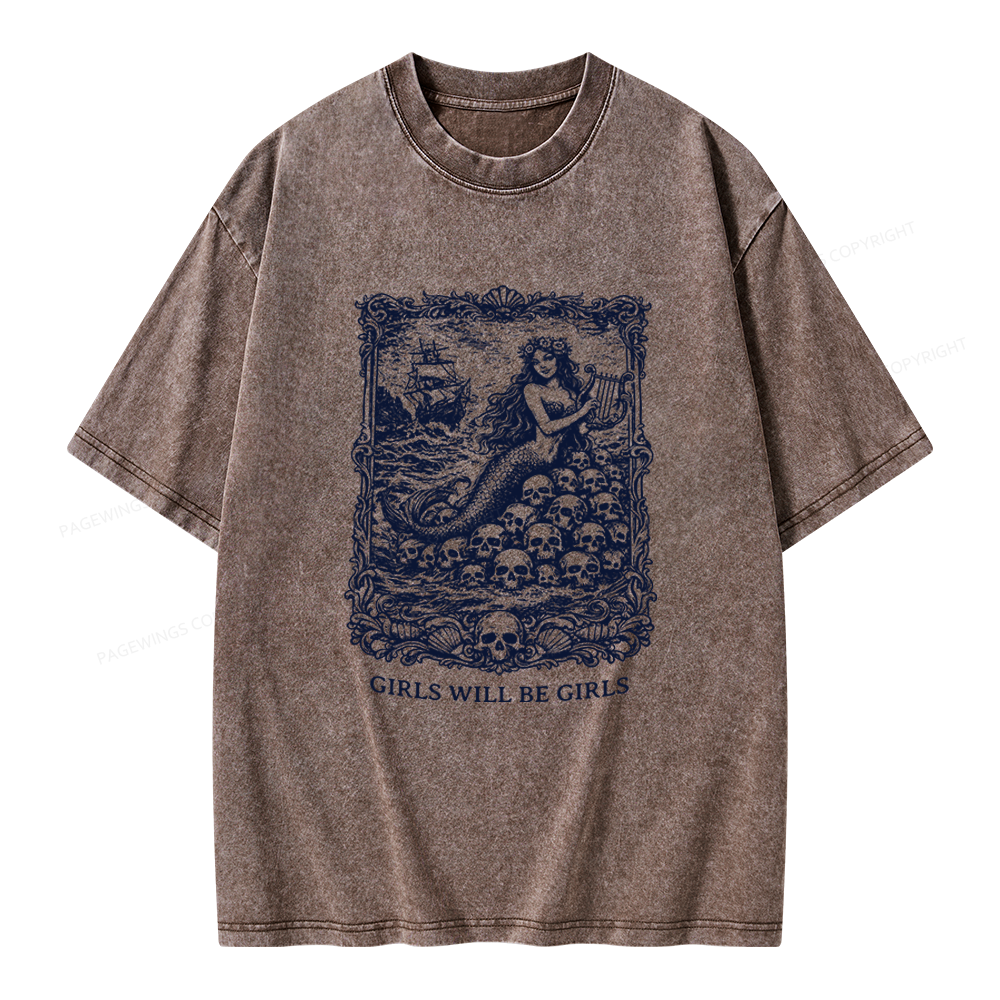 Pagewings Girls Will Be Girls Unisex Washed T-shirt