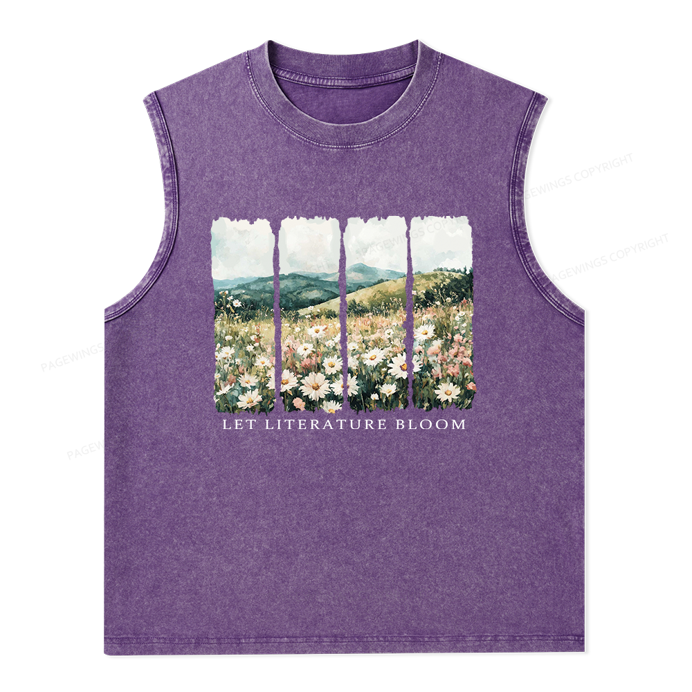Pagewings Let Literature Bloom Unisex Washed Tank Top