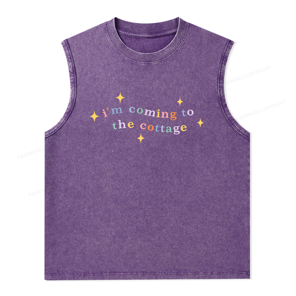 Pagewings I'm Coming To The Cottage Unisex Washed Tank Top