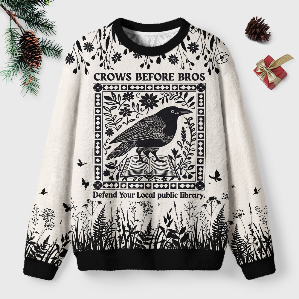 Pagewings Defend Your Local public library Unisex Ugly Light Knit Sweatshirt