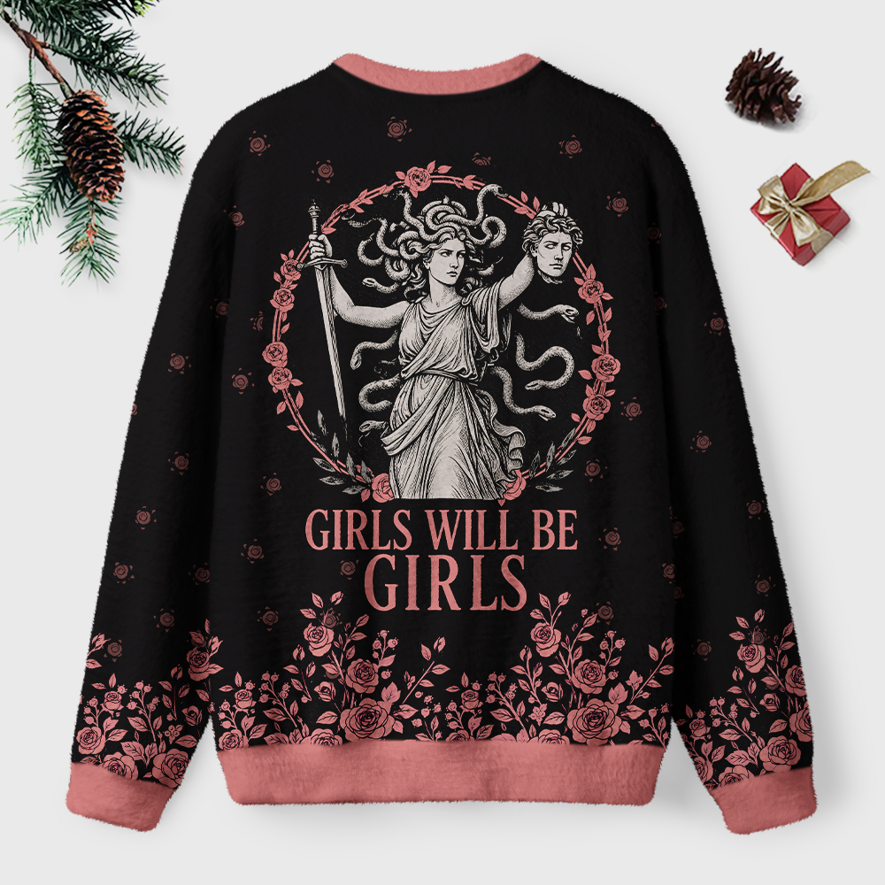 Pagewings Girls Will Be Girls Unisex Ugly Light Knit Sweatshirt