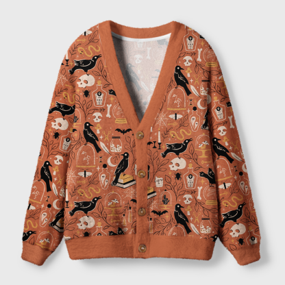 Pagewings Reading Crow Light Knit Unisex Cardigan Sweaters