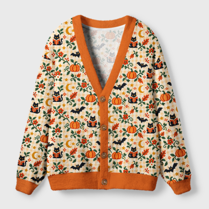 Pagewings Halloween Bookish Light Knit Unisex Cardigan Sweaters