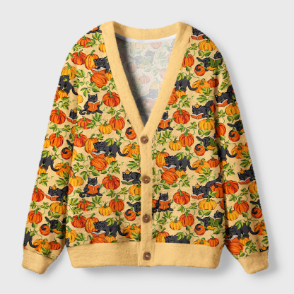 Pagewings Cat Book Lover Light Knit Unisex Cardigan Sweaters
