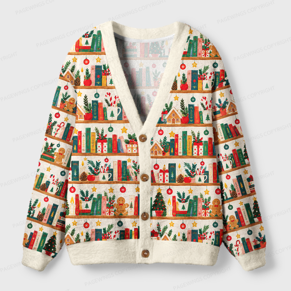 Pagewings Christmas Bookish Light Knit Unisex Cardigan Sweaters