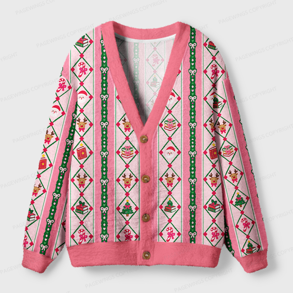 Pagewings Christmas Bookish Light Knit Unisex Cardigan Sweaters