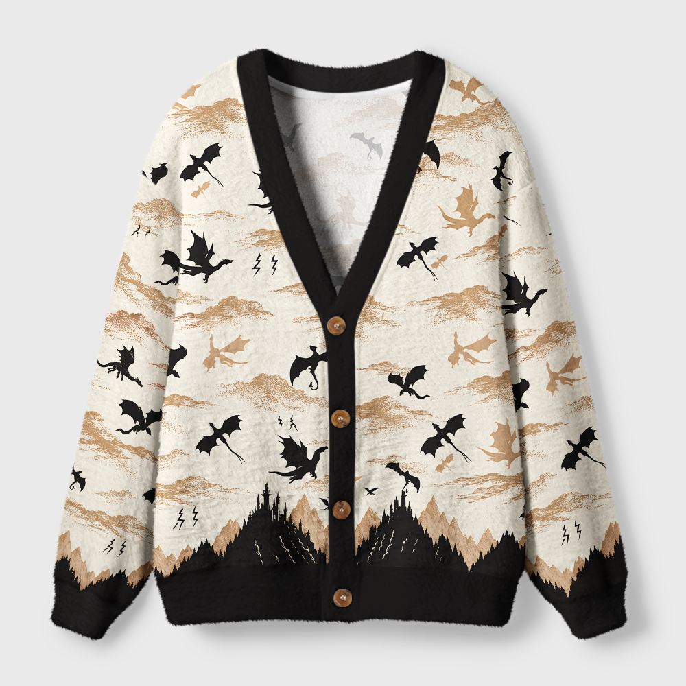 Pagewings Book Dragon Light Knit Unisex Cardigan Sweaters