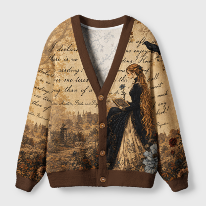 Pagewings Literary Women Light Knit Unisex Cardigan Sweaters