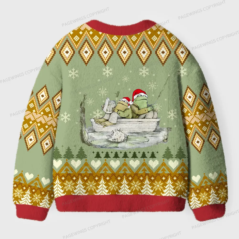 Pagewings Festive Reading With Friends Unisex Ugly Cardigan Sweaters