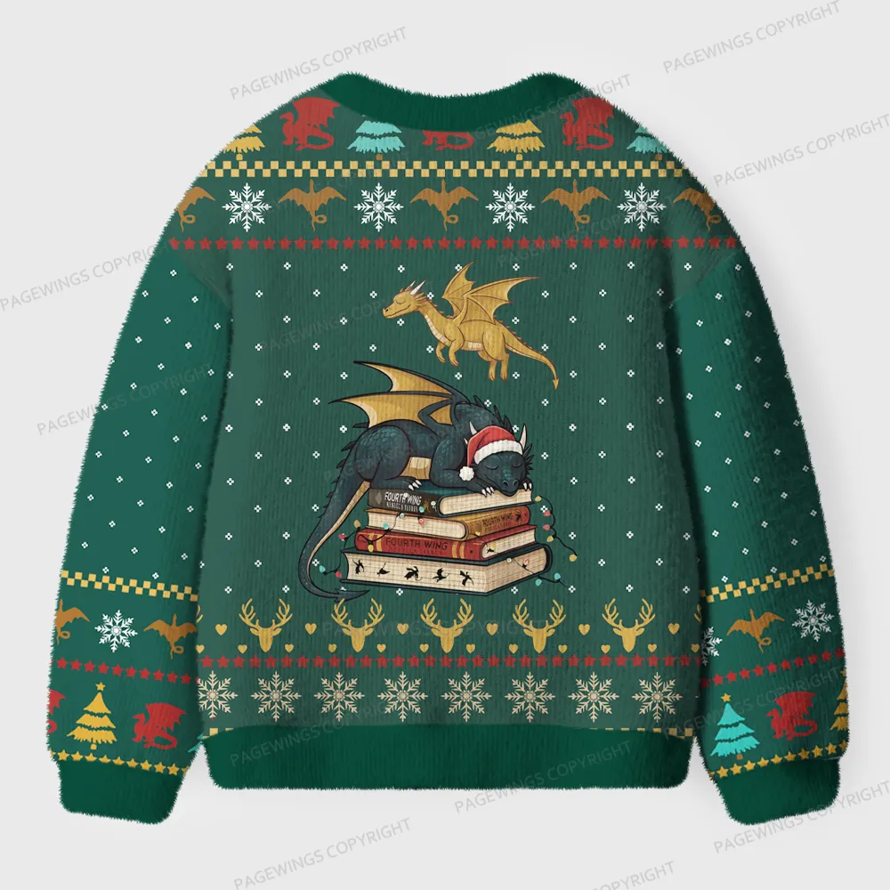 Pagewings Dragons Reading Wonderland Unisex Ugly Cardigan Sweaters