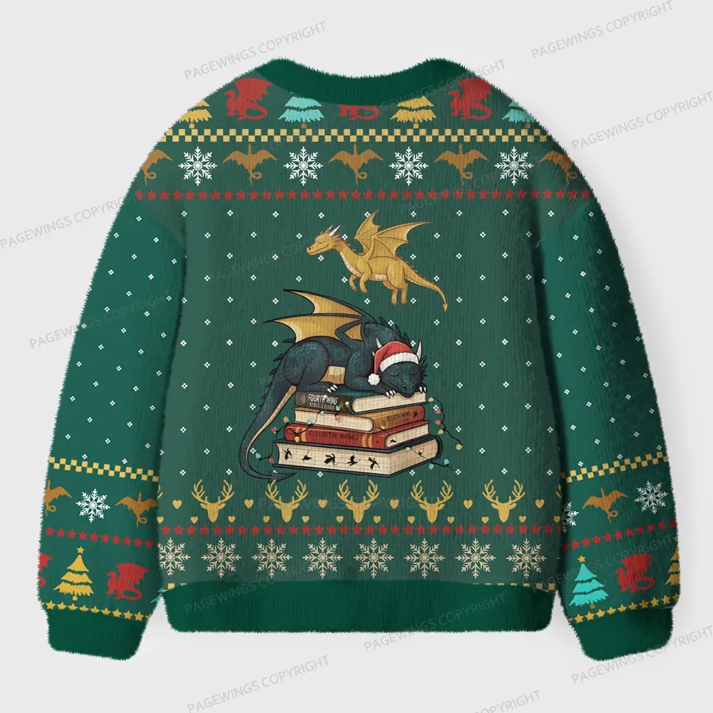 Pagewings Dragons Reading Wonderland Unisex Ugly Cardigan Sweaters