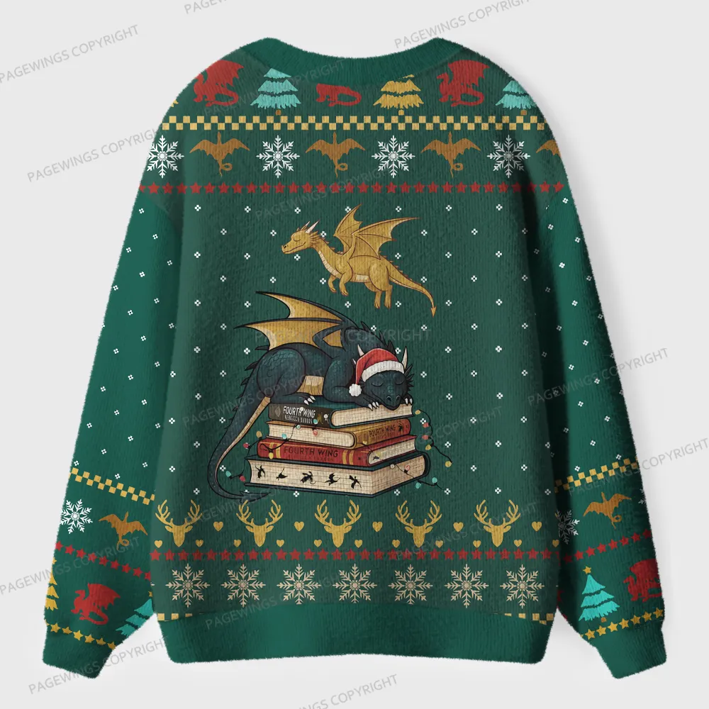 Pagewings Dragons Reading Wonderland Unisex Ugly Cardigan Sweaters