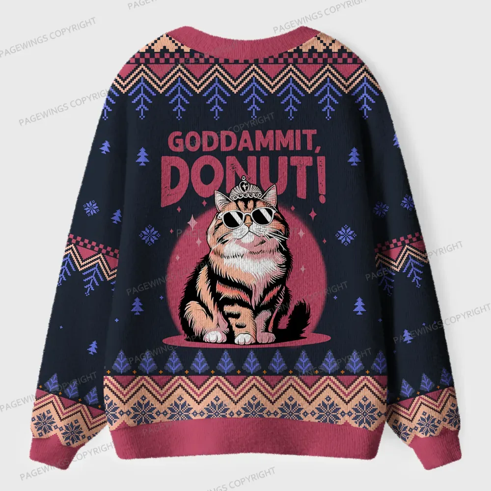 Pagewings Goddammit Donut Unisex Ugly Cardigan Sweaters