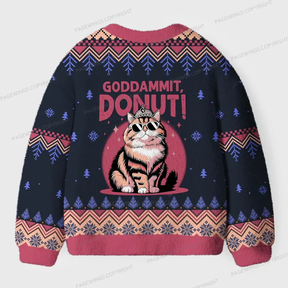 Pagewings Goddammit Donut Unisex Ugly Cardigan Sweaters
